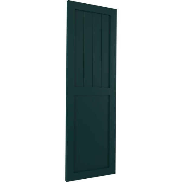 True Fit PVC Farmhouse/Flat Panel Combination Fixed Mount Shutters, Thermal Green, 12W X 60H